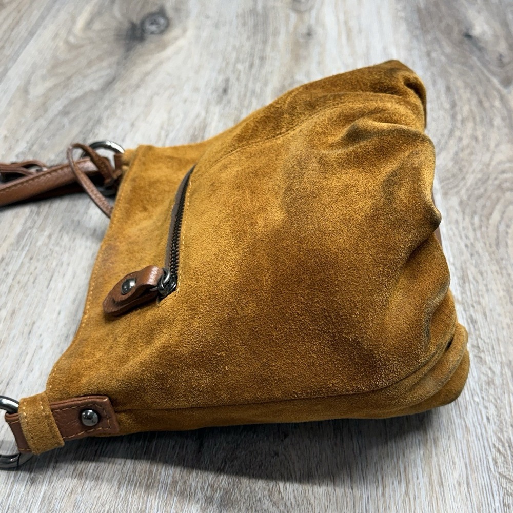 Rusty Brown Suede Crossbody Shoulder Bag Boutique Brand Miatras - Picture 11 of 16